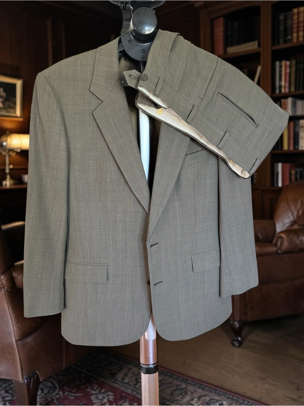 Brooks Brothers Brooksease 42R Wool Suit Mens 2Pc Glen Plaid Prince of Wales